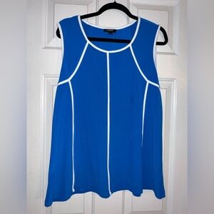 Alfani Womens Blue Sleeveless Striped Crew Neck Tank Top Shirt